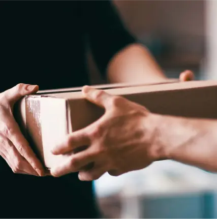Man receiving package in his hands